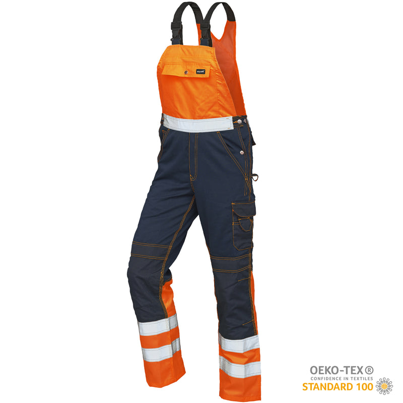 VELTUFF® Reflex Hi-Vis Bib & Brace Overalls - Orange/Navy
