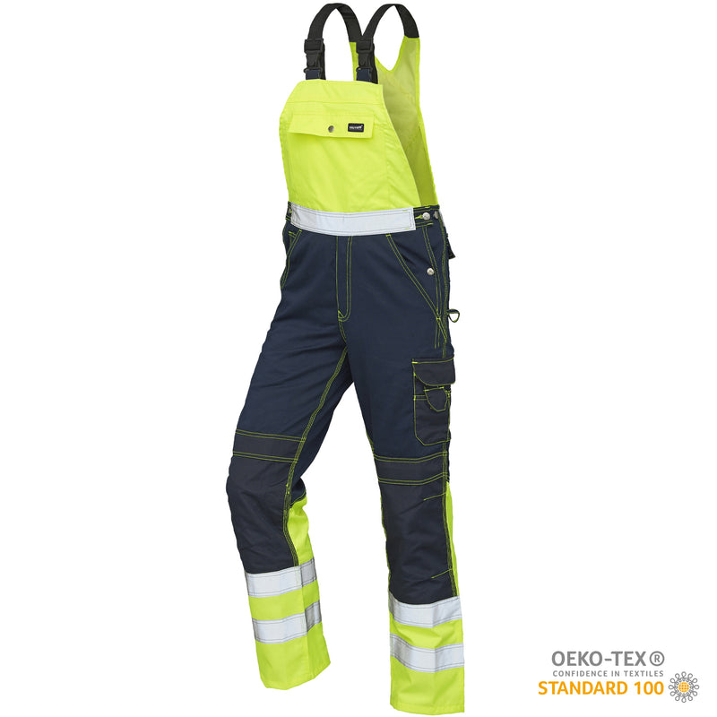 VELTUFF® Reflex Hi-Vis Bib & Brace Overalls - Yellow/Navy
