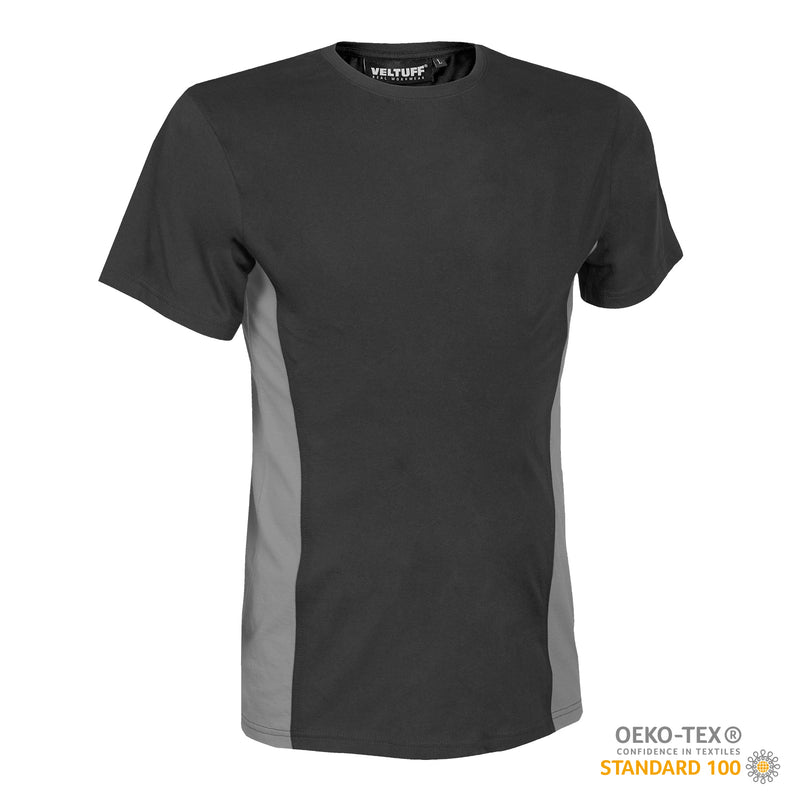 VELTUFF® Two Tone Work T-Shirt - Black/Grey