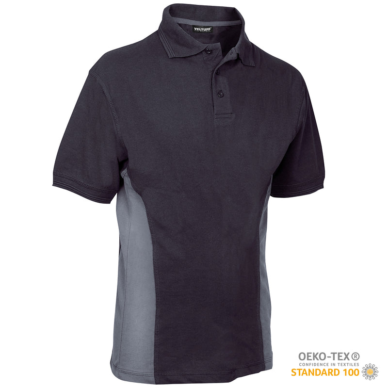 VELTUFF® Two Tone Work Polo Shirt - Black/Grey