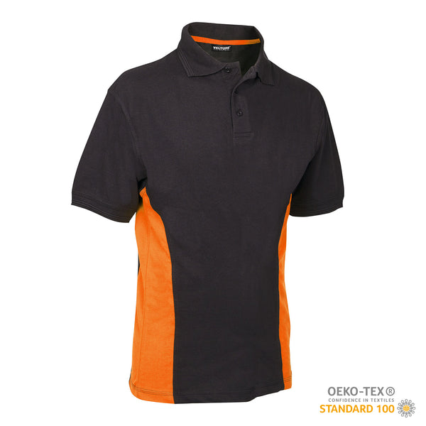 VELTUFF® Two Tone Work Polo Shirt - Black/Orange