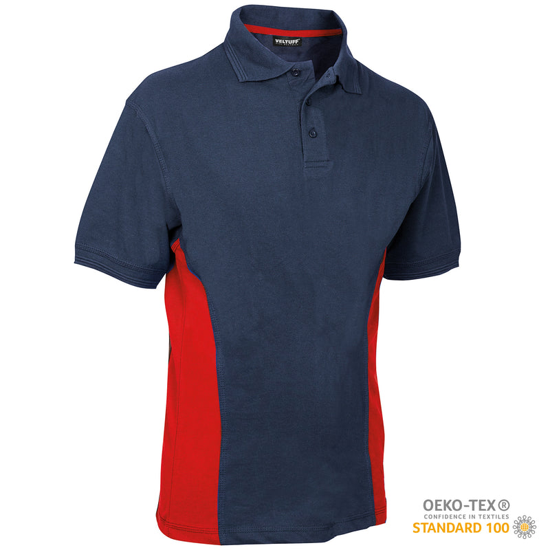 VELTUFF® Two Tone Work Polo Shirt - Navy/Red