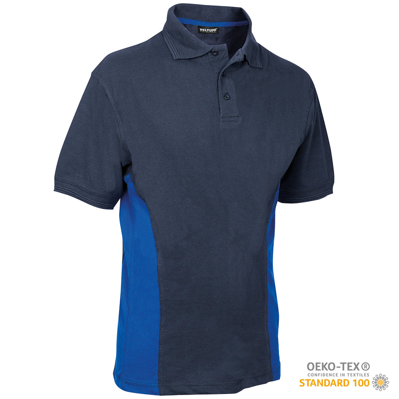VELTUFF® Two Tone Work Polo Shirt - Navy/Royal