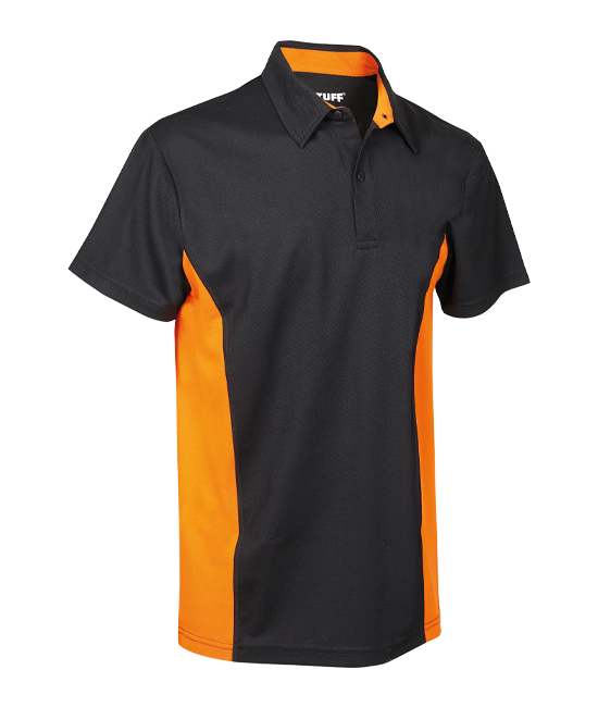 VELTUFF® Two Tone Cuillin Polo Shirt - Black/Orange