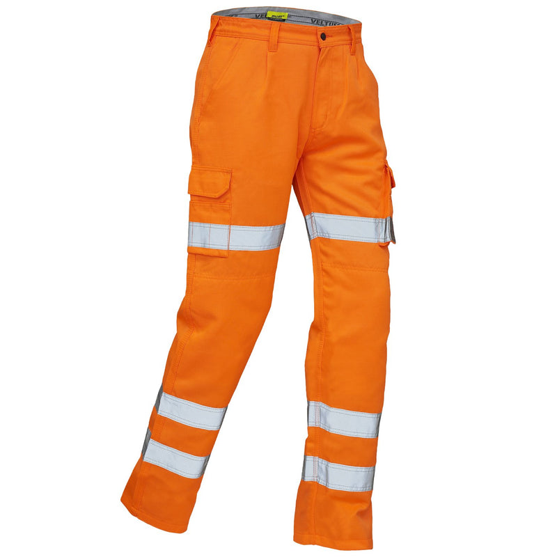 VELTUFF® Cargo Hi-Vis Work Trousers - Orange